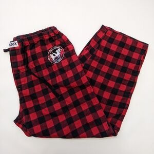 Lazy One embroidered plaid flannel pajamas pants, unisex XL
